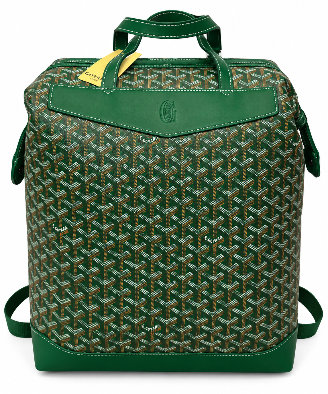 Green Geometric Print Backpack with Top Handles