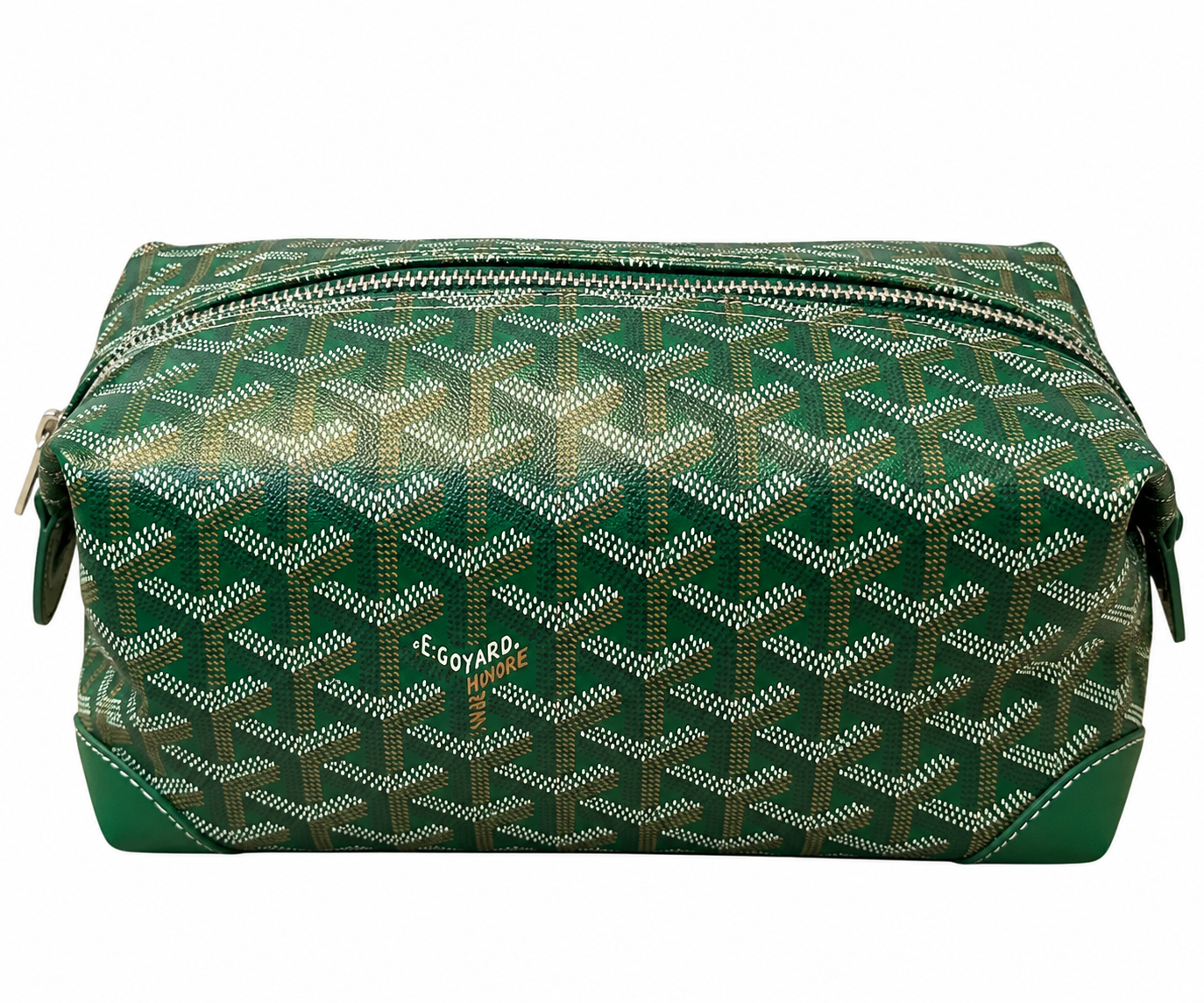 Green Geometric-Print Zip Toiletry Pouch