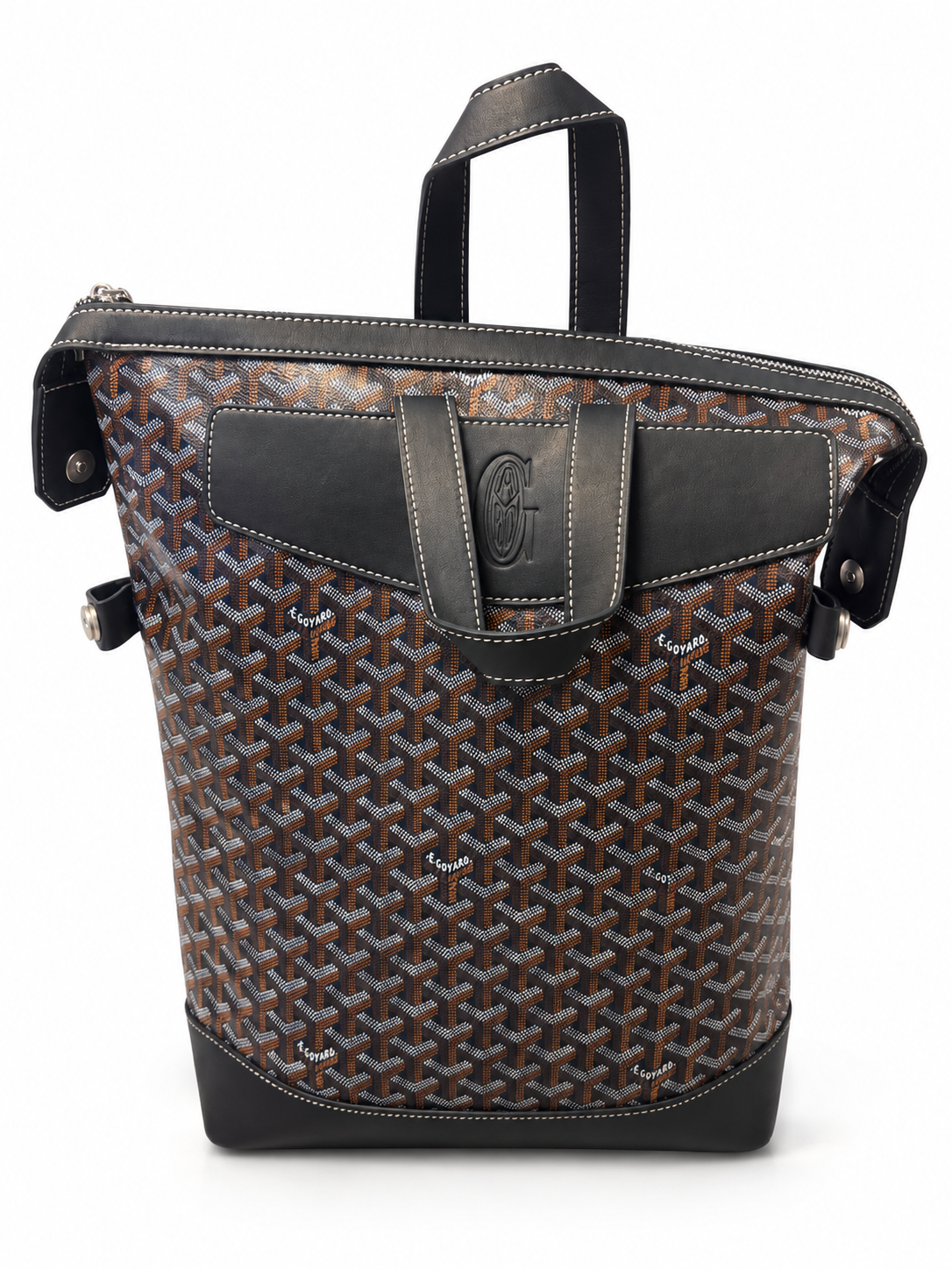 Geometric Print Tote - Black & Brown