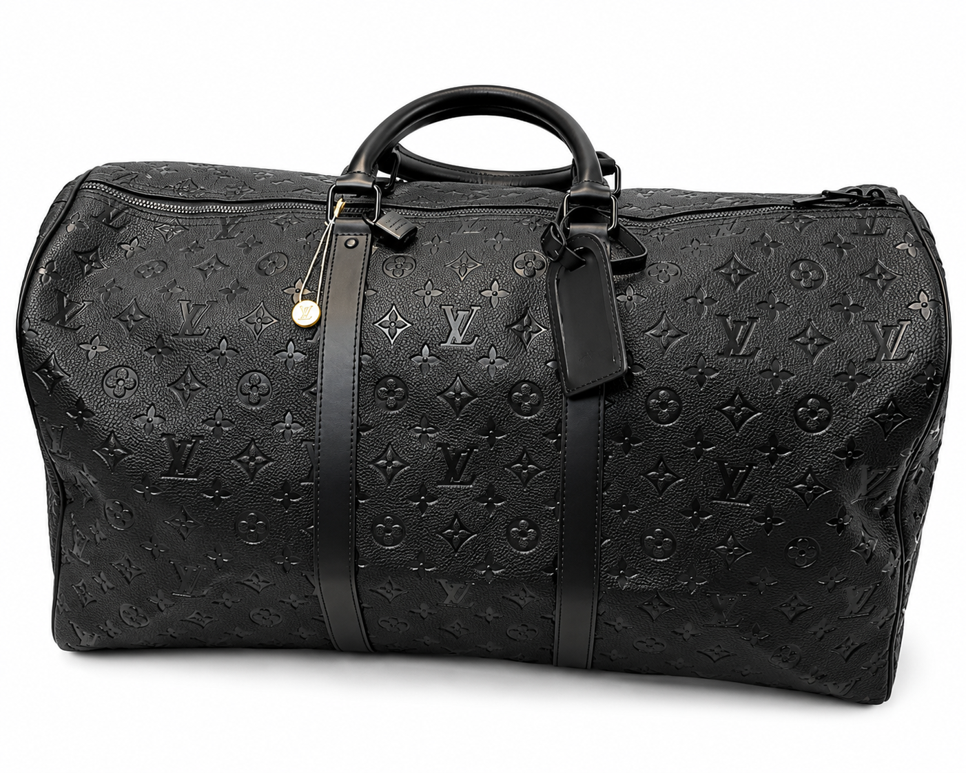 Black Embossed Monogram Duffel Bag