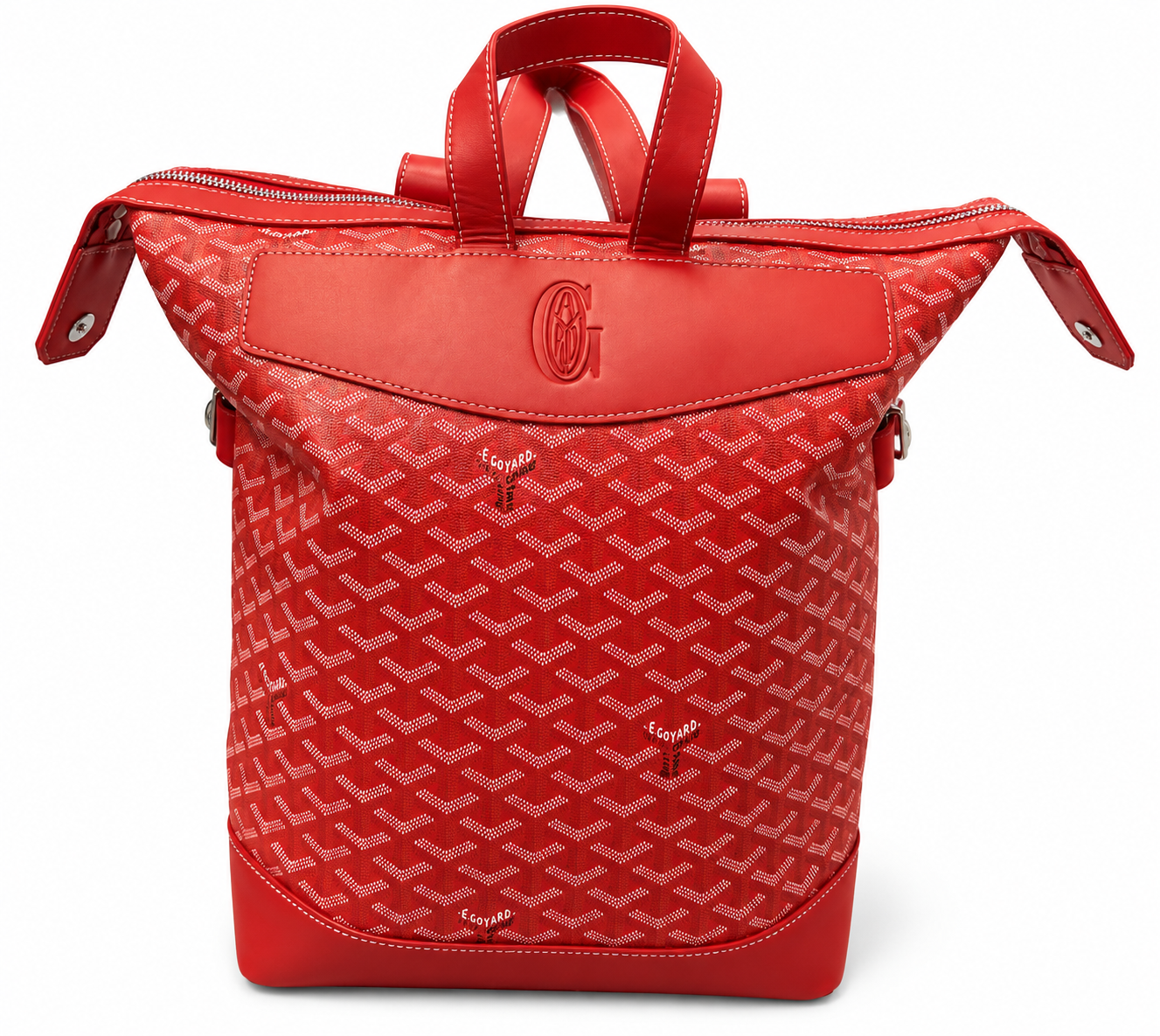 Red Chevron-Print Zip-Top Backpack