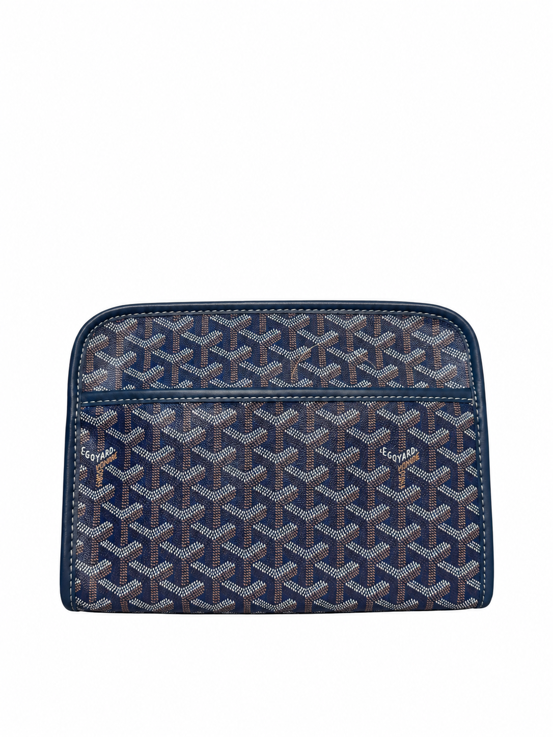 Geometric Print Pouch - Navy & Brown