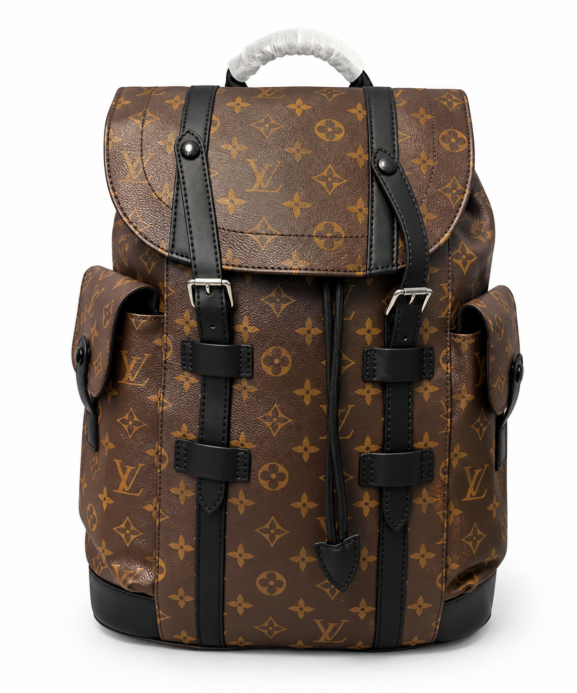 Monogram Flap Backpack - Brown & Black